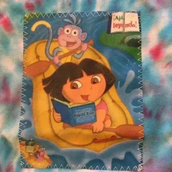 New! Dora Tie dye T-shirt girls S blue M Character - Picture 2 of 4